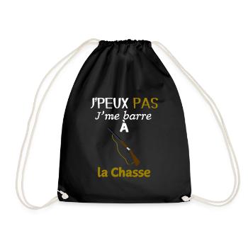 Humour Chasse – J'me barre à la chasse - Sac de sport léger - noir - Devant