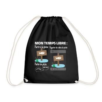 My free time: 100% fishing - Drawstring Bag - black - Front