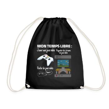 My free time: 100% gaming - Drawstring Bag - black - Front