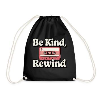 Be Kind, Rewind Cassette Tape - Drawstring Bag - black - Front