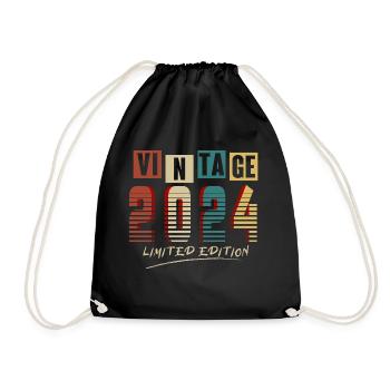 Jahrgang 2024: Limitierte Auflage - 1. Jubiläum. - Turnbeutel - Schwarz - Vorne