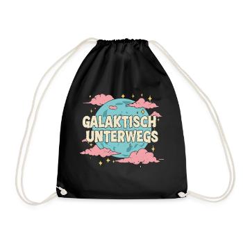 Galaktisch Unterwegs Retro Weltraum - Turnbeutel - Schwarz - Vorne