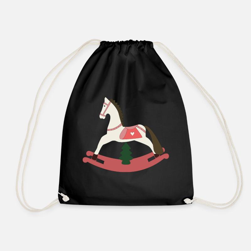 Rocking Horse Christmas - Drawstring Bag - black