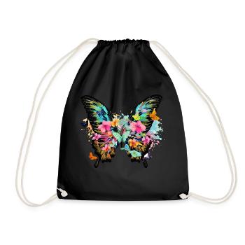 schmetterling,bunt,blumen,graffiti - Turnbeutel - Schwarz - Vorne