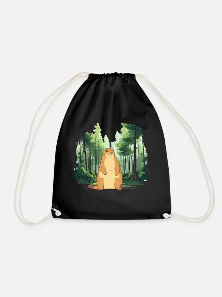 Strong groundhog nature landscape - Drawstring Bag - black