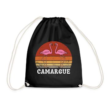 VINTAGE RETRO ROSA FLAMINGOS CAMARGUE - Turnbeutel - Schwarz - Vorne