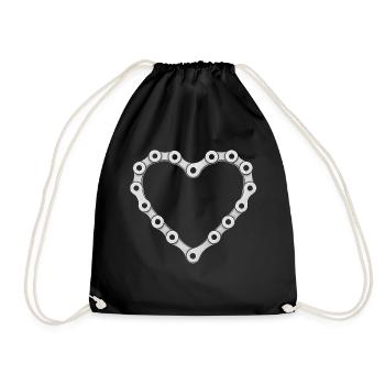 Un cœur fabriqué à partir d’une chaîne de vélo - Sac de sport léger - noir - Devant