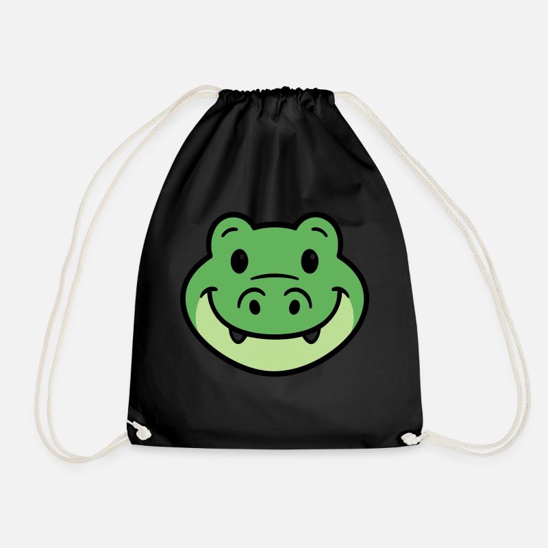 Crocodile Face - Drawstring Bag - black