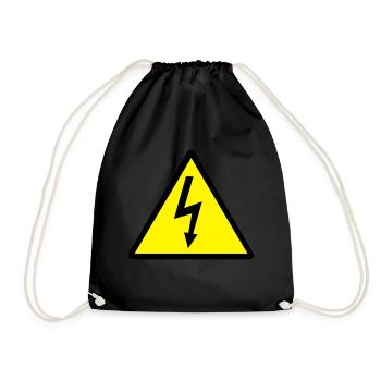 Strom - Hochspannung - Gefahr - Achtung - Power - Turnbeutel - Schwarz - Vorne