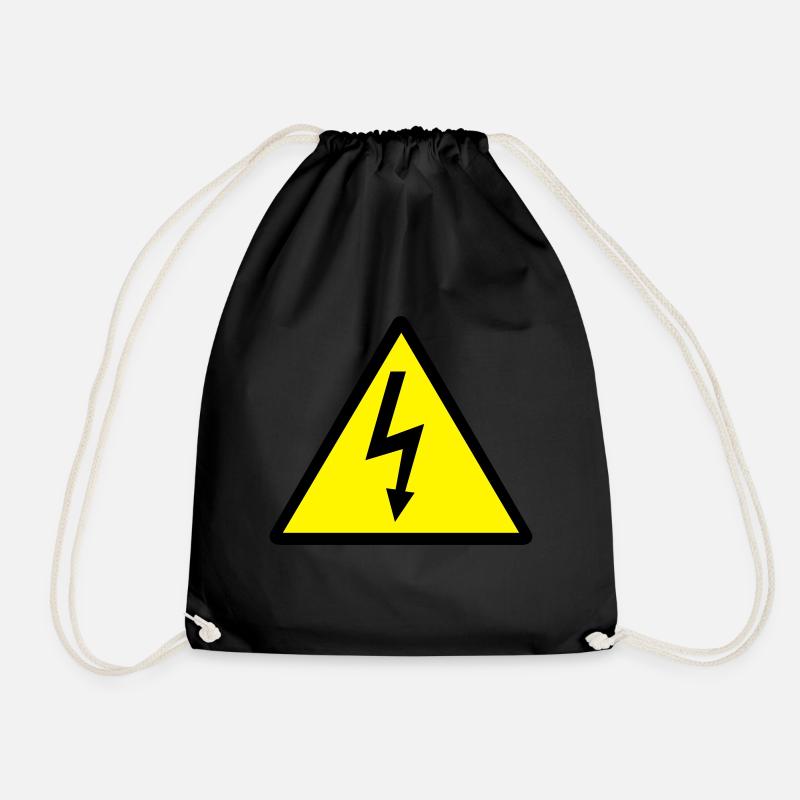 Attention,Symbol,Lightning,Electricity - Drawstring Bag - black