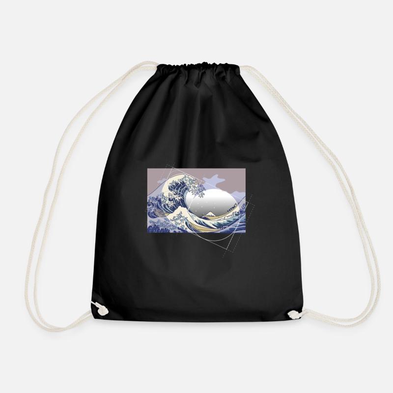 Hokusai Meets Fibonacci - Drawstring Bag - black