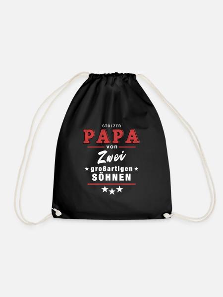 stolzer Papa Söhnen Familie - Turnbeutel - Schwarz