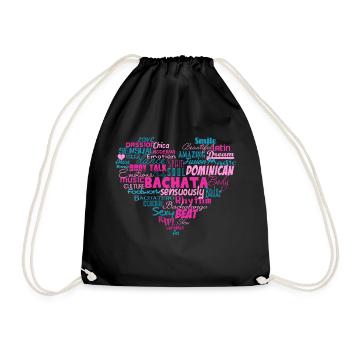 Bachata Heart - blue / pink - Bachata Dance Shirt - Drawstring Bag - black - Front
