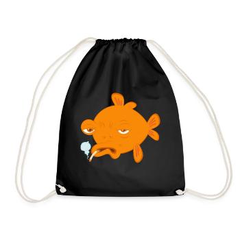 goldfisch raucht - Turnbeutel - Schwarz - Vorne