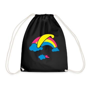 Rainbow & Clouds Paragliding - Drawstring Bag - black - Front