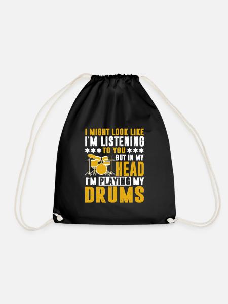 Drummer drummer - Drawstring Bag - black