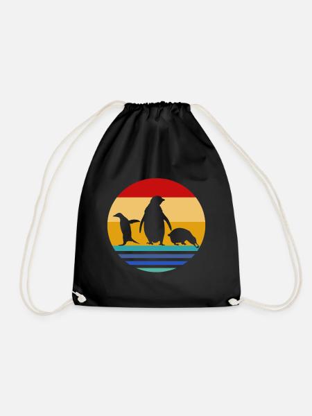 Pingouin animaux rétro des années 70 animal animal amoureux - Sac de sport léger - noir
