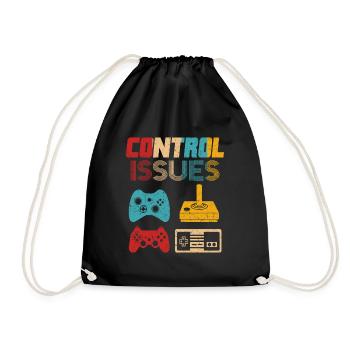 Retrogaming Gamer Gaming Controller Joystick - Drawstring Bag - black - Front