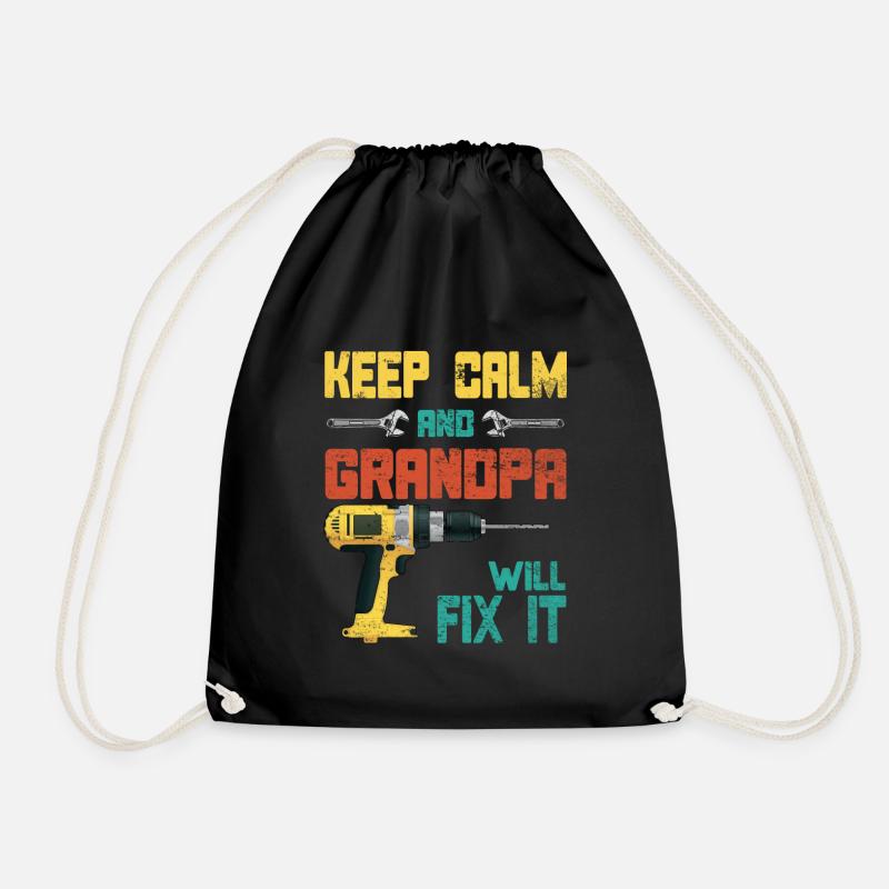 Keep Calm Grandpa will fix it - Turnbeutel - Schwarz