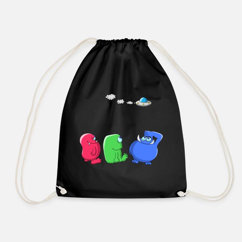 Alien - little green males - Drawstring Bag - black