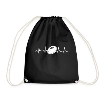 Rugby Heartbeat T-shirt - Drawstring Bag - black - Front