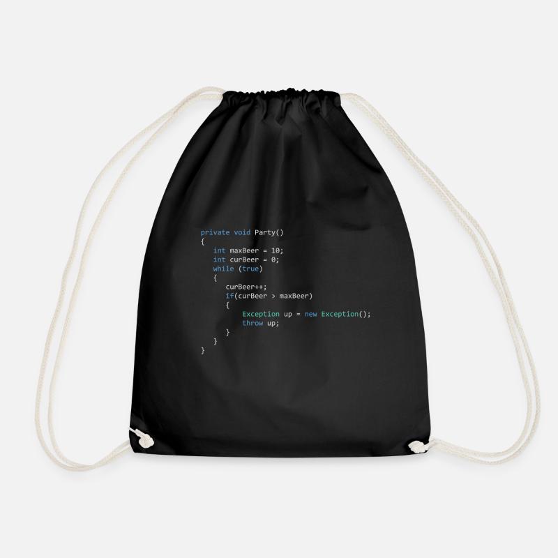 Code snippet c #: Throw up - Drawstring Bag - black