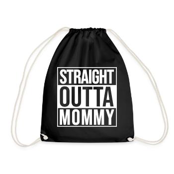 Lustiger Babyspruch Straight outta mommy - weiß - Turnbeutel - Schwarz - Vorne