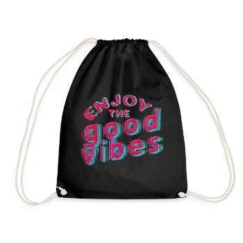 Good Vibes (Schriftzug) 01 - Turnbeutel - Schwarz - Vorne
