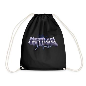 Mettigel T Shirt Design Heavy Metal Schriftzug - Turnbeutel - Schwarz - Vorne