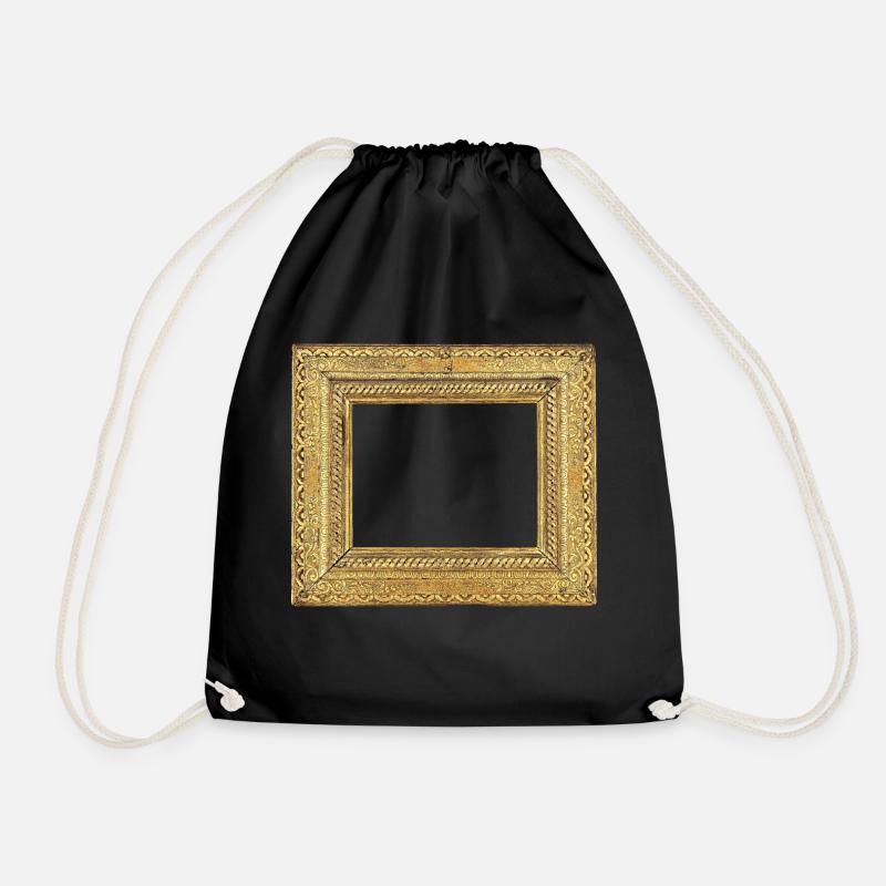 🖼️ Pale gold picture frame - Drawstring Bag - black