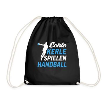 Echte Kerle Spielen Handball - Turnbeutel - Schwarz - Vorne