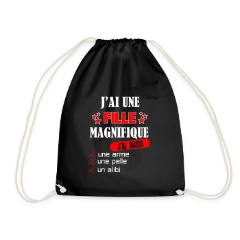 J'ai une fille magnifique, Humour père/fille - Sac de sport léger - noir - Devant