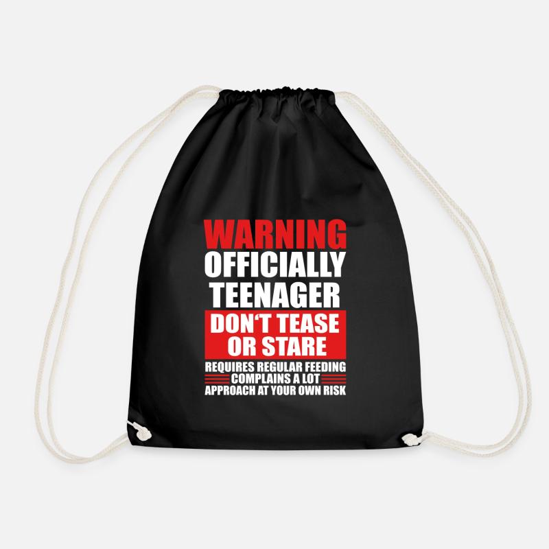 Warning Officially teenagers - Drawstring Bag - black