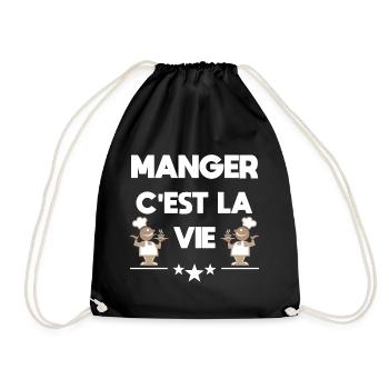 Manger c'est la vie! Humour cadeau original - Sac de sport léger - noir - Devant