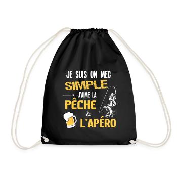Je suis un mec simple. Humour Pêcheur Apéros - Sac de sport léger - noir - Devant