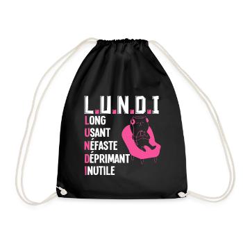LUNDI. Définition humoristique. - Sac de sport léger - noir - Devant