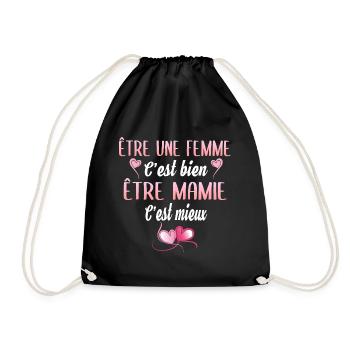 être une femme c'est bien être mamie c'est mieux - Sac de sport léger - noir - Devant