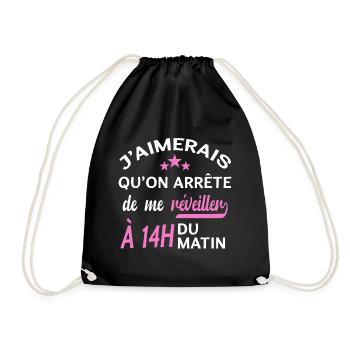 J'aimerais qu'on arrête de me réveiller à 14h. - Sac de sport léger - noir - Devant