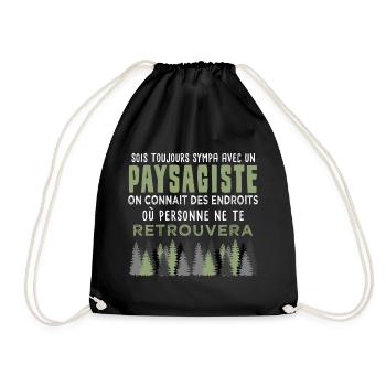 always be nice with a landscaper. humor - Drawstring Bag - black - Front