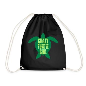 Crazy Turtle Girl - Drawstring Bag - black - Front
