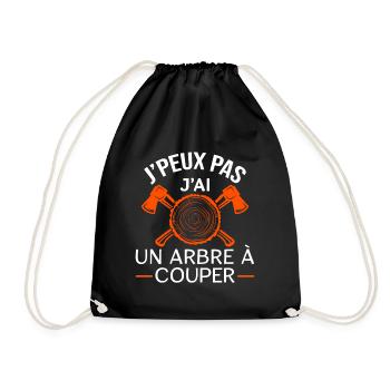 J'peux pas j'ai un arbre à couper. Humour bûcheron - Sac de sport léger - noir - Devant
