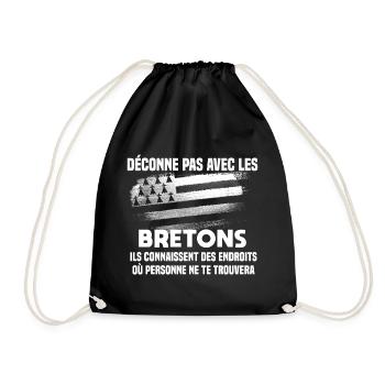 déconne pas avec les bretons. Humour Bretagne. BZH - Sac de sport léger - noir - Devant
