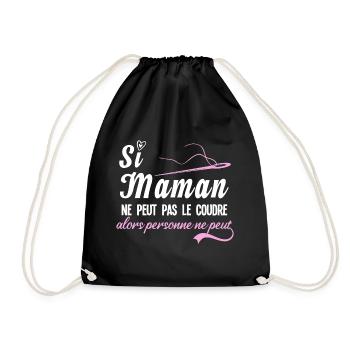 Si maman ne peut pas le coudre, humour couture - Sac de sport léger - noir - Devant
