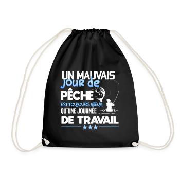 Un mauvais jour de pêche. Humour du pêcheur - Sac de sport léger - noir - Devant