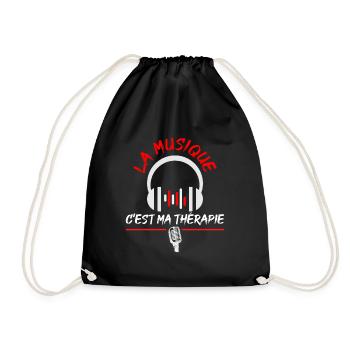 la musique c est ma thérapie, humour passion - Sac de sport léger - noir - Devant