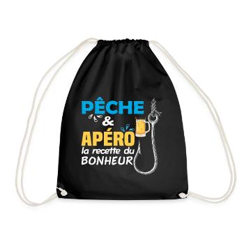 Pêche et apéro, la recette du bonheur humour pêche - Sac de sport léger - noir - Devant