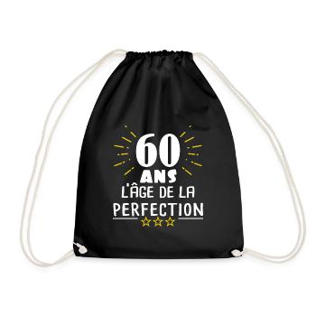 60 ans l'âge de la perfection, Humour anniversaire - Sac de sport léger - noir - Devant