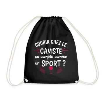 Courir chez le caviste, Vin, Humour métier caviste - Sac de sport léger - noir - Devant