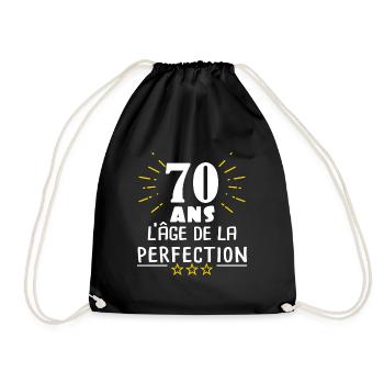 70 ans l'âge de la perfection. Humour anniversaire - Sac de sport léger - noir - Devant