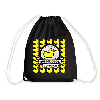 Lustige Ente Sammler Quietscheenten Rubber Duck - Turnbeutel - Schwarz - Vorne